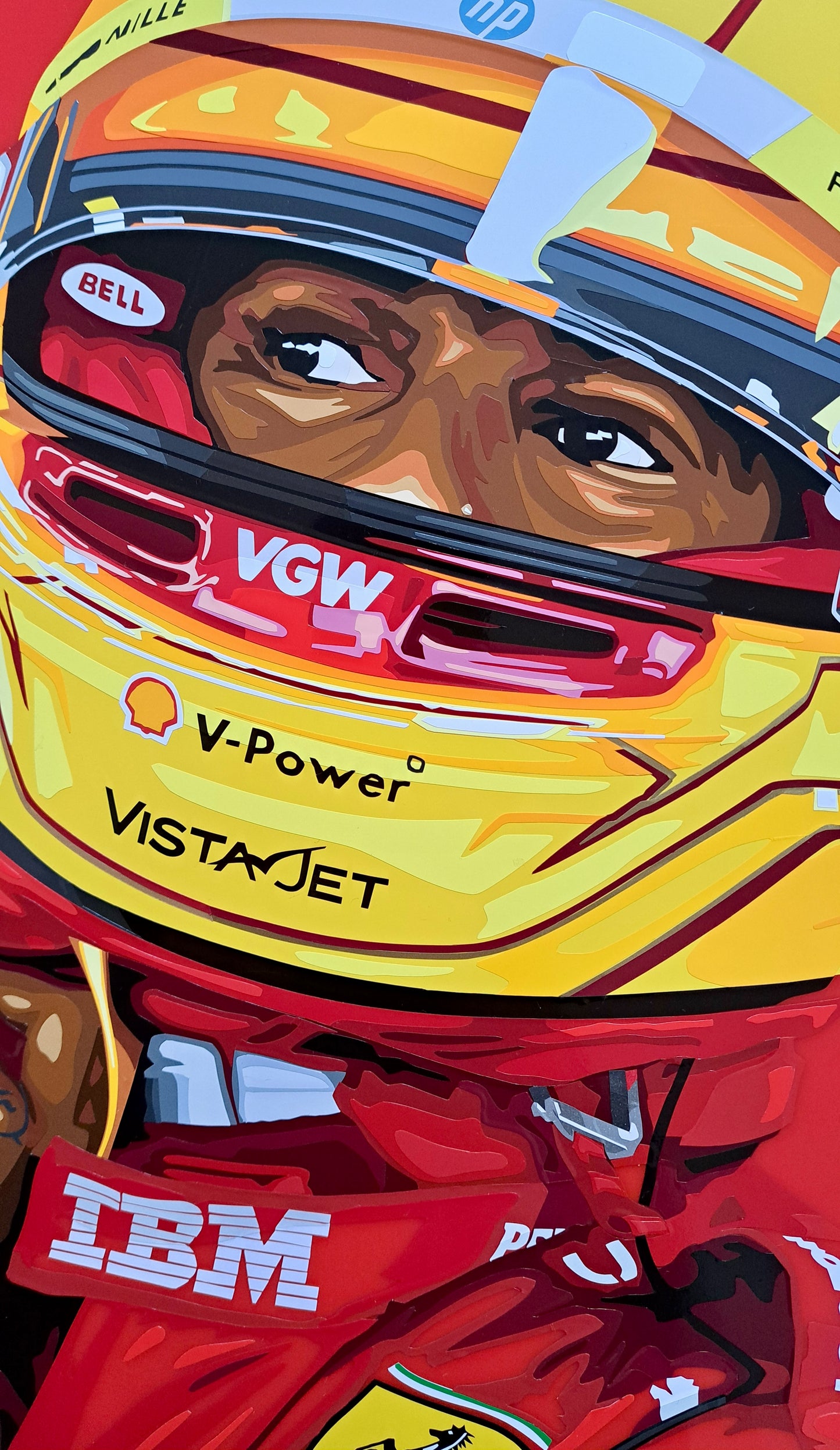 Lewis at Ferrari. Original (hand-cut) Vinyl Artwork.