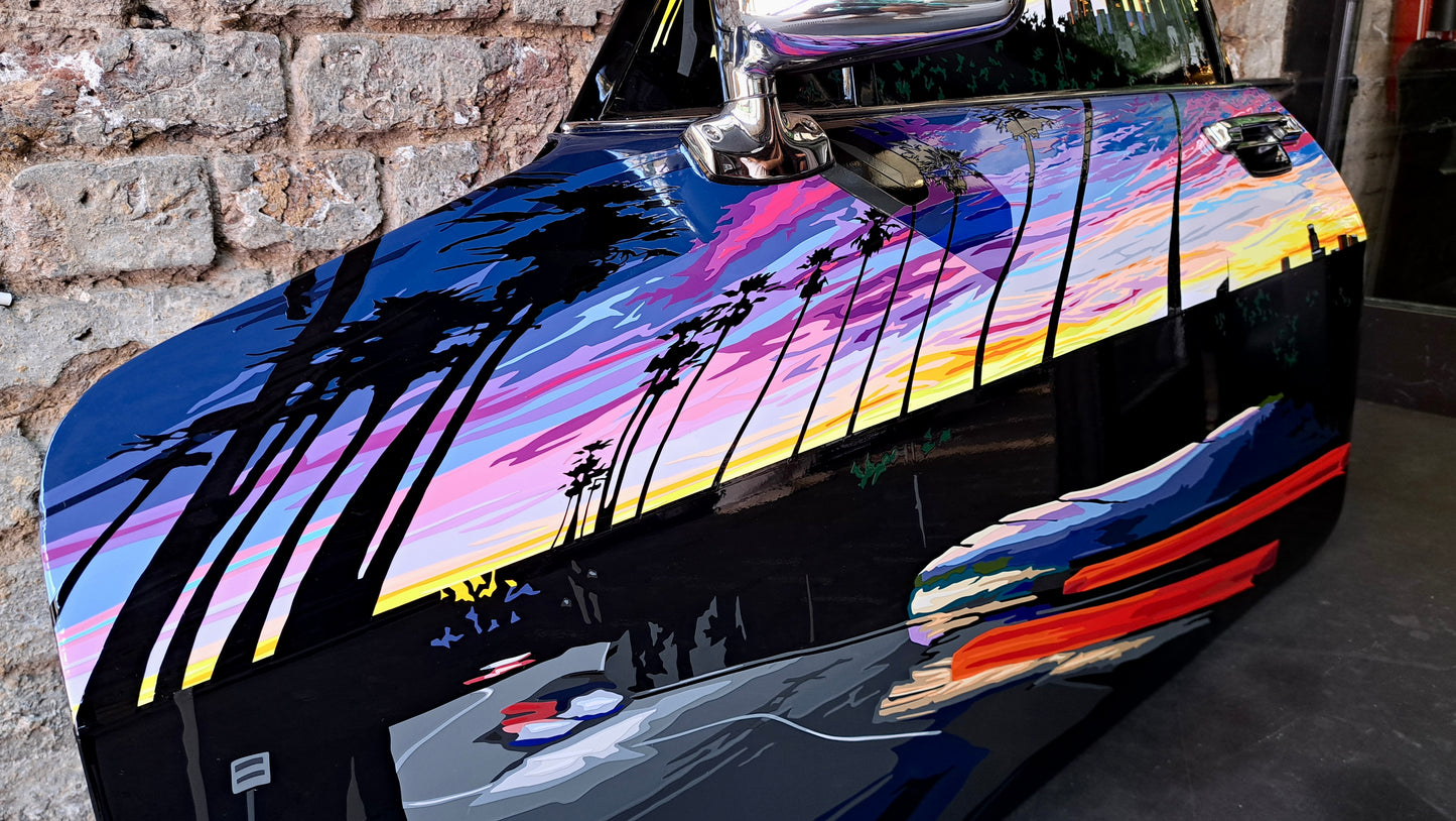 LAXJ-S. Original Artwork on Jaguar XJS door.