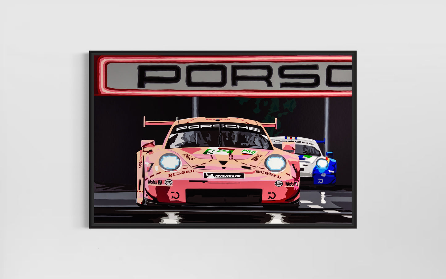 Pink Pig at Le Mans. Fine Art Giclee Ltd Ed Print.