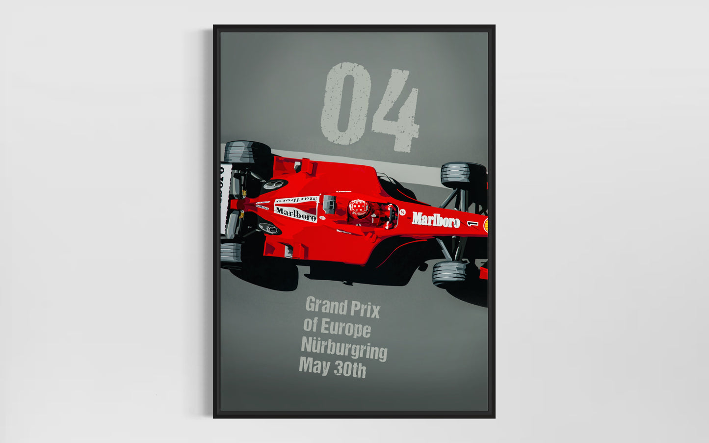 Ferrari F1 2004 Grand Prix poster-style print. Retro Motorsport Art