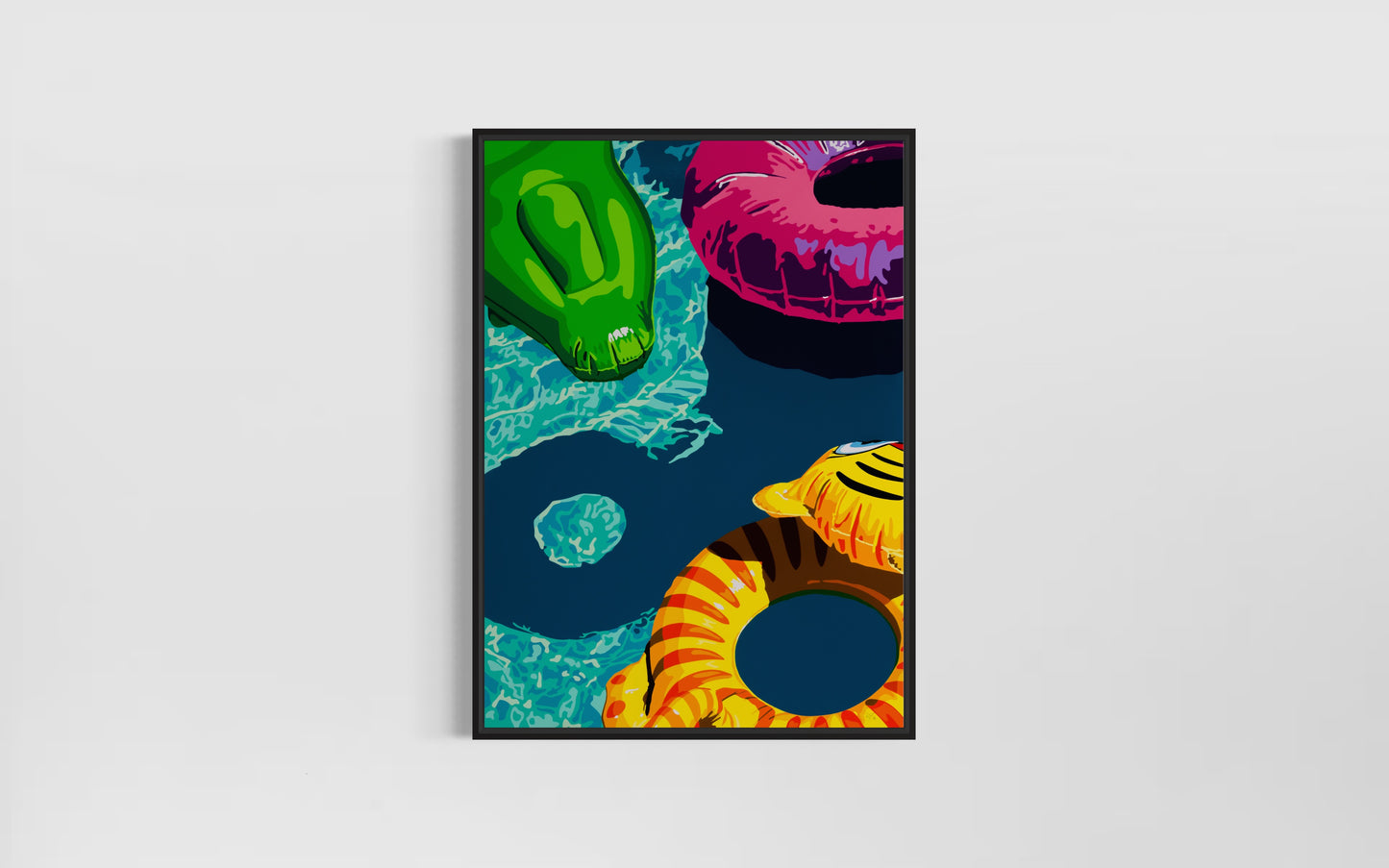 Lilo's on Pool 1. Fine art Giclée Ltd Ed print. Pop Art Swimming Pool