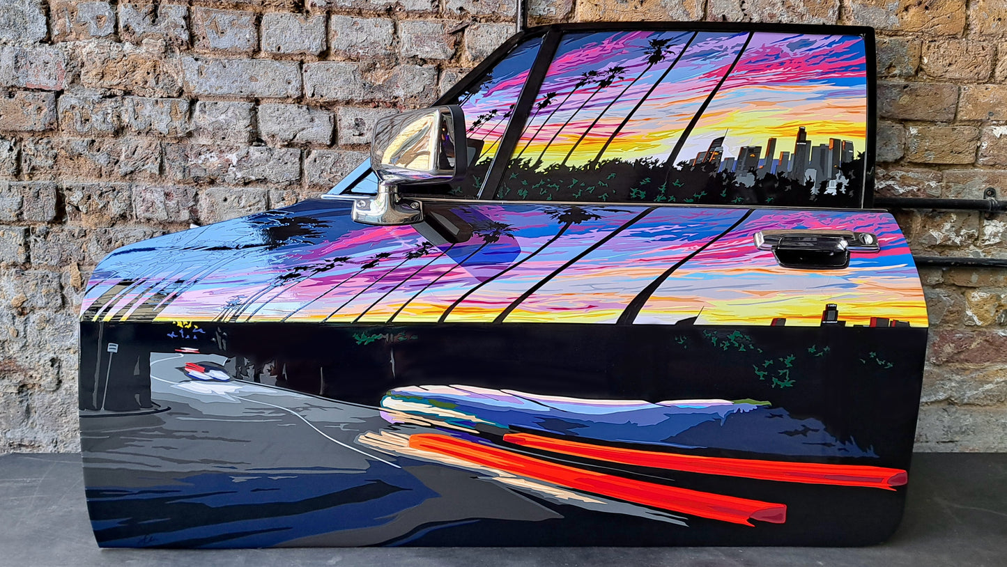 LAXJ-S. Original Artwork on Jaguar XJS door.