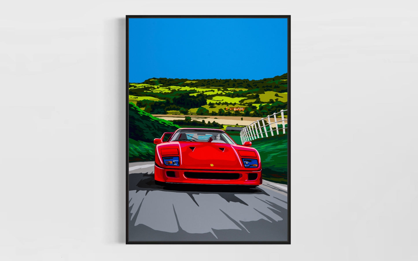 F40 Ferrari Hill Climb. Fine Art Giclee Ltd Ed Print.