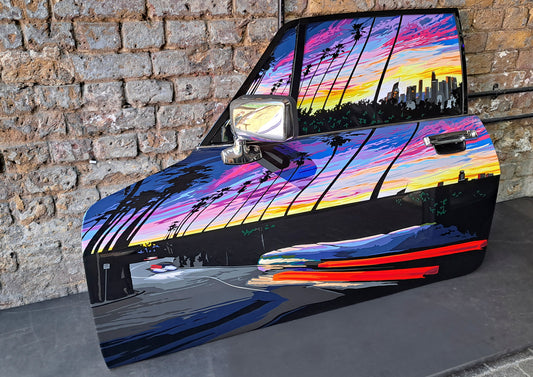 LAXJ-S. Original Artwork on Jaguar XJS door.