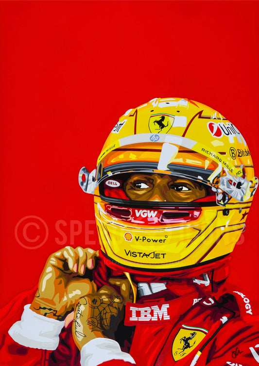 Lewis at Ferrari. Original (hand-cut) Vinyl Artwork.