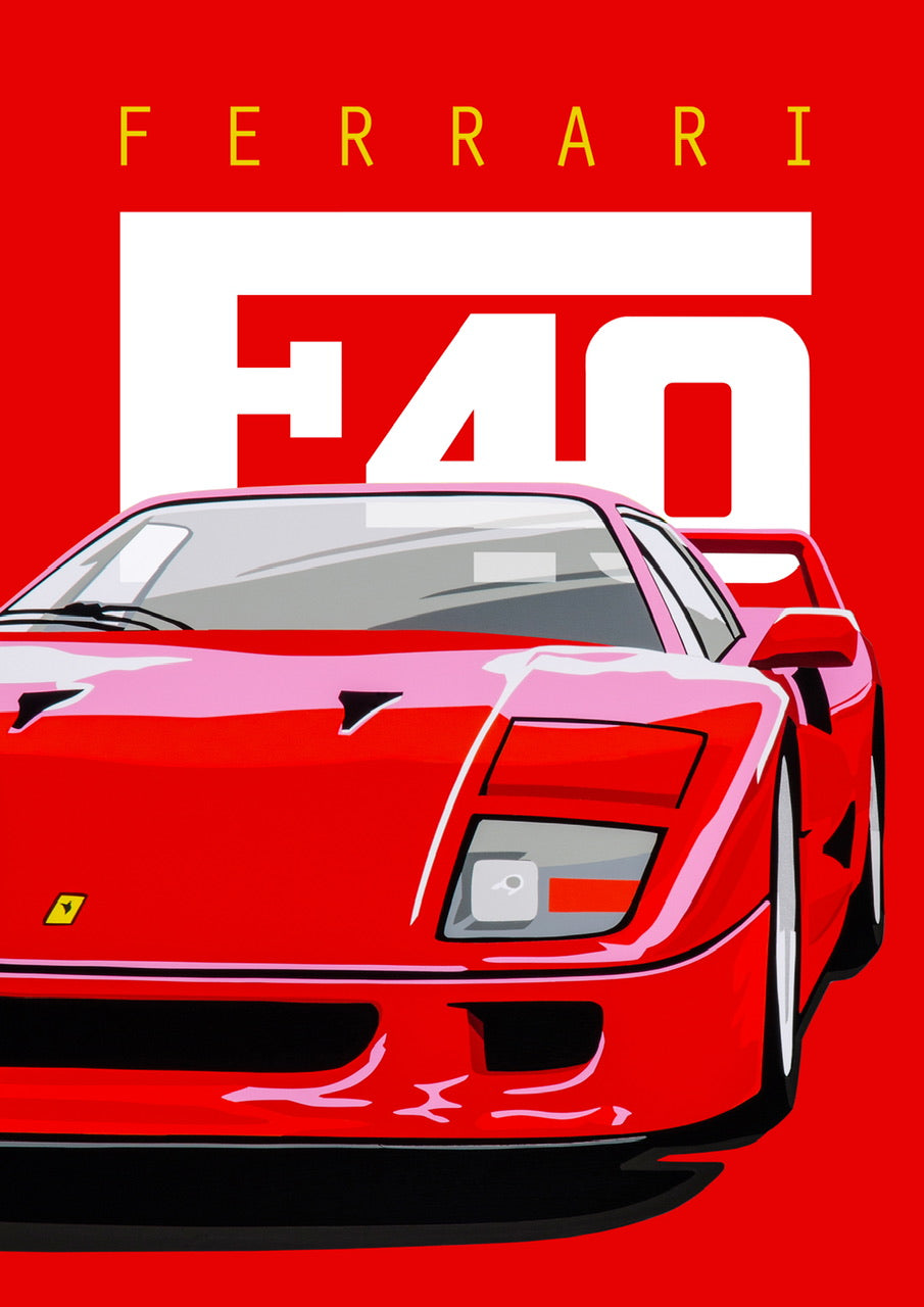 Poster per auto da corsa per Ferrari F40 Sport Car Pittura decorativa su tela, decorazione da parete e camera da letto, 30 x 45 cm Poster per auto da corsa per Ferrari F40 Sport Car Pittura decorativa su tela, decorazione da parete e camera da letto, 30 x 45 cm