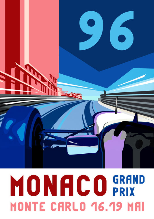 Monaco F1 Grand Prix 96 (Damon Hill/Williams). Fine art Giclee print.
