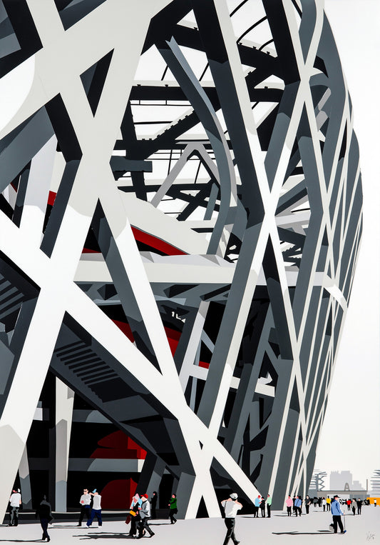 Bird's Nest Stadium People. Fine art Giclée Ltd Ed print.