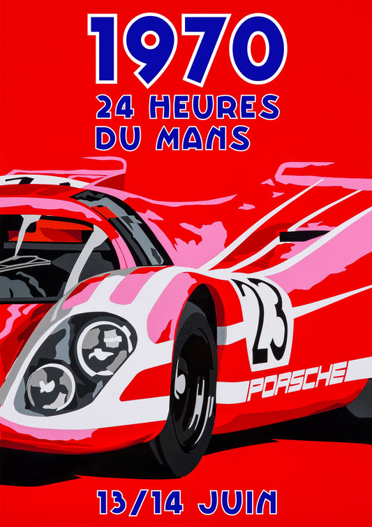 Le Mans 1970 retro poster-style Porsche 917. Fine art Giclee print.