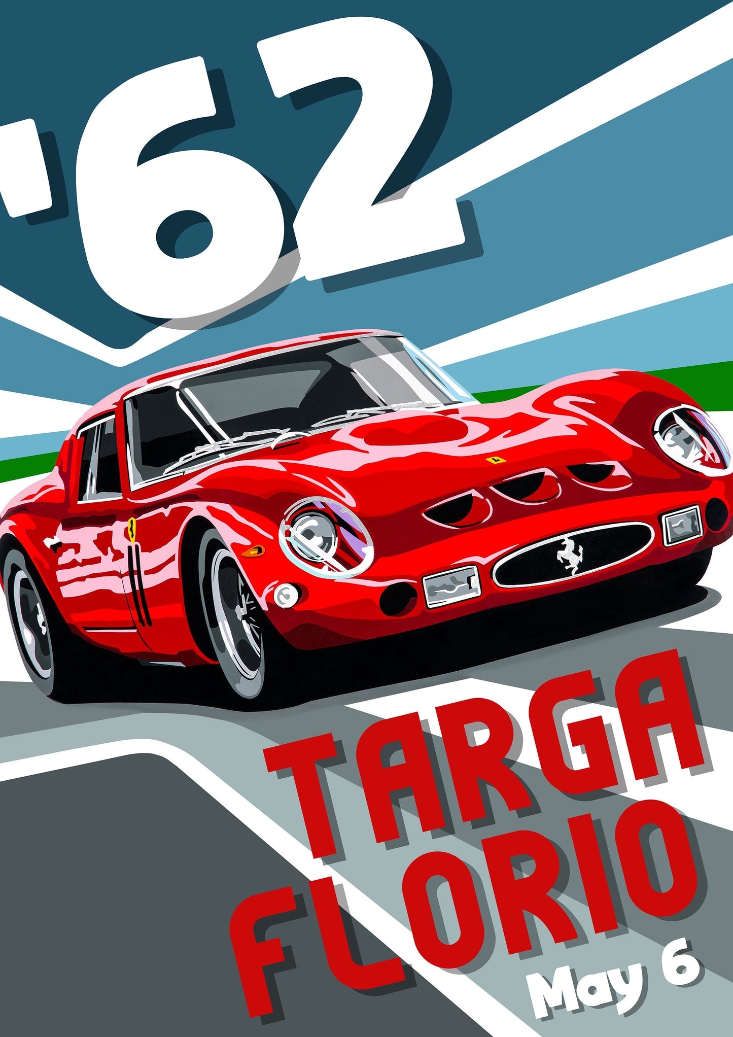 Ferrari Targa Florio 1962 Race poster. Fine art Giclee print.