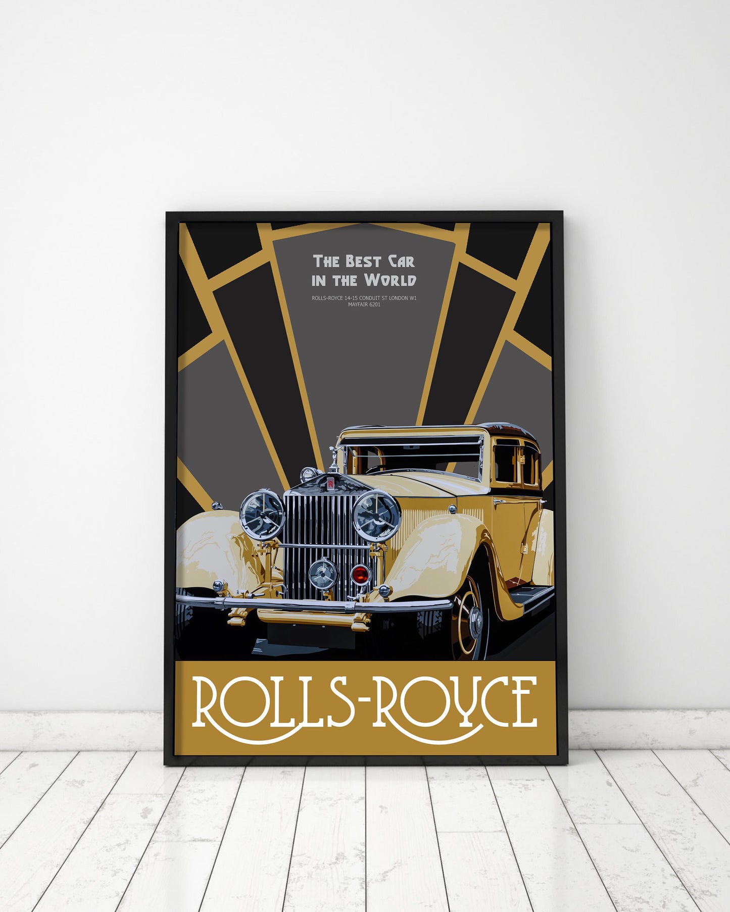 Rolls-Royce vintage-style print. Retro Art Deco Poster Design no.2