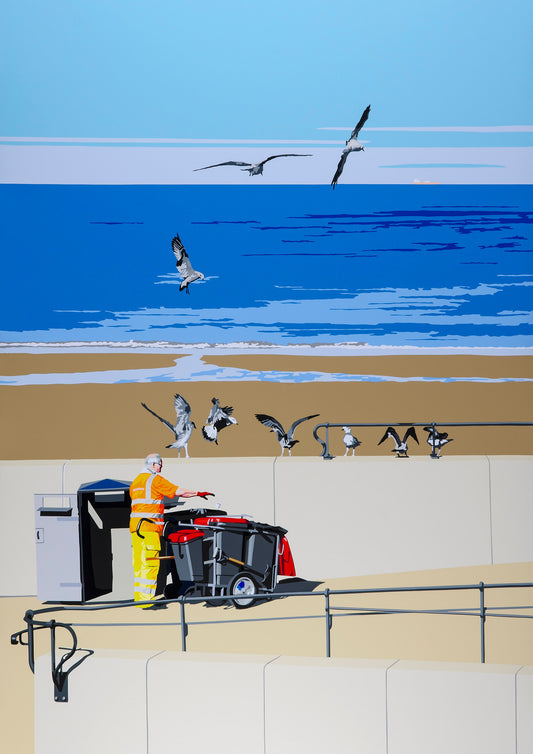 Beach Bins. Fine art Giclée Ltd Ed print.