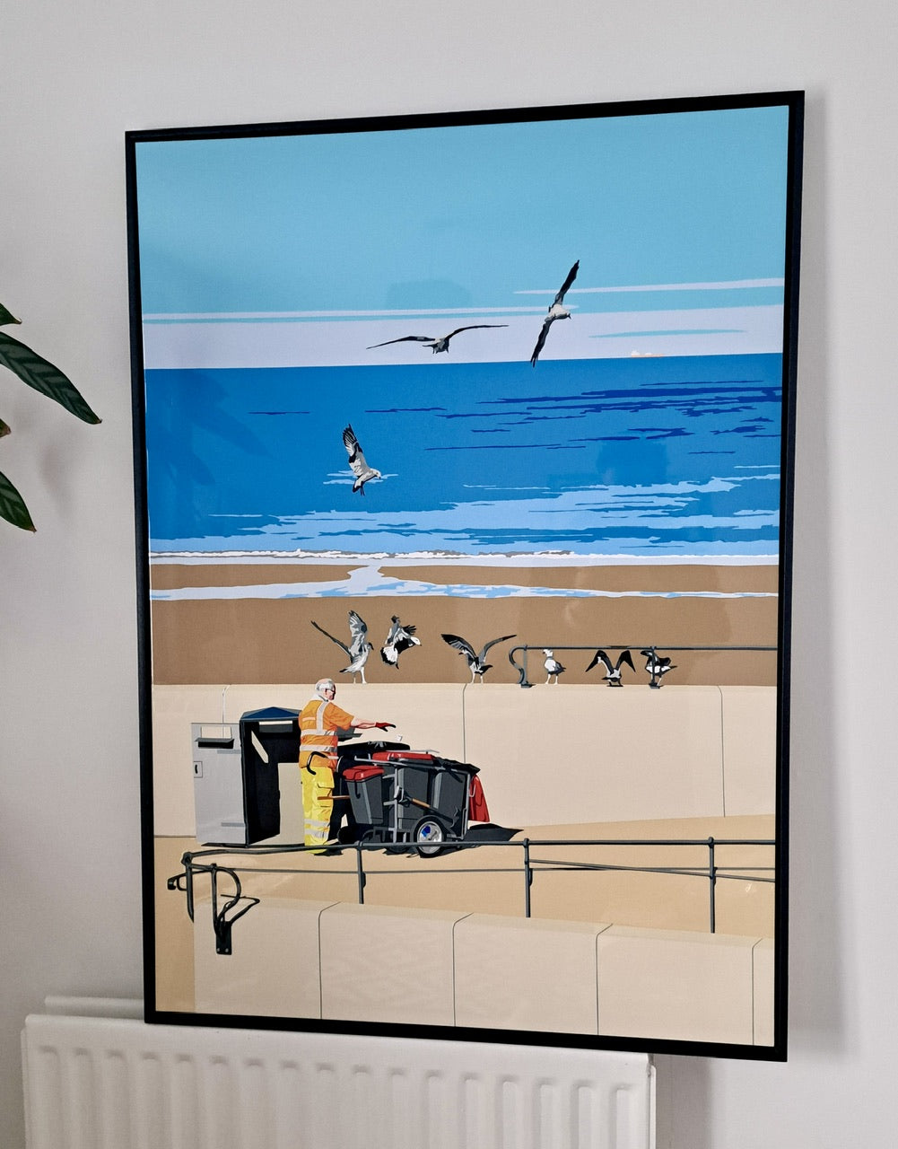 Original Artwork. Beach Bins (Redcar Beach). Hand-cut Vinyl.