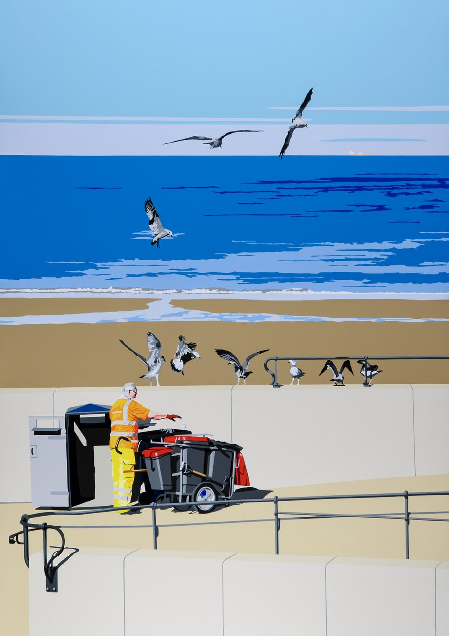 Original Artwork. Beach Bins (Redcar Beach). Hand-cut Vinyl.