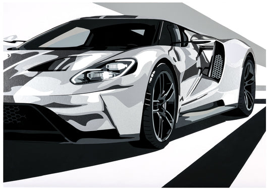 Ford GT Supercar. Fine Art Giclee Ltd Ed Print.