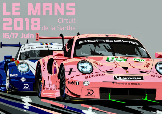 Porsche at Le Mans 2018 Race poster. Fine art Giclee print.