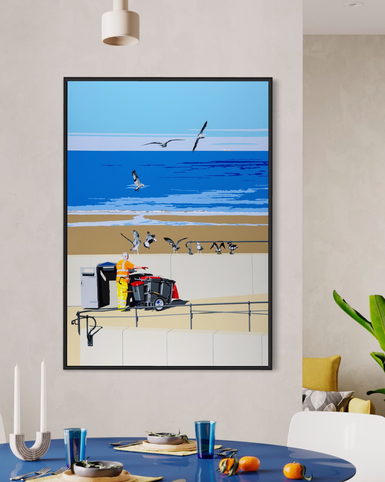 Beach Bins. Fine art Giclée Ltd Ed print.