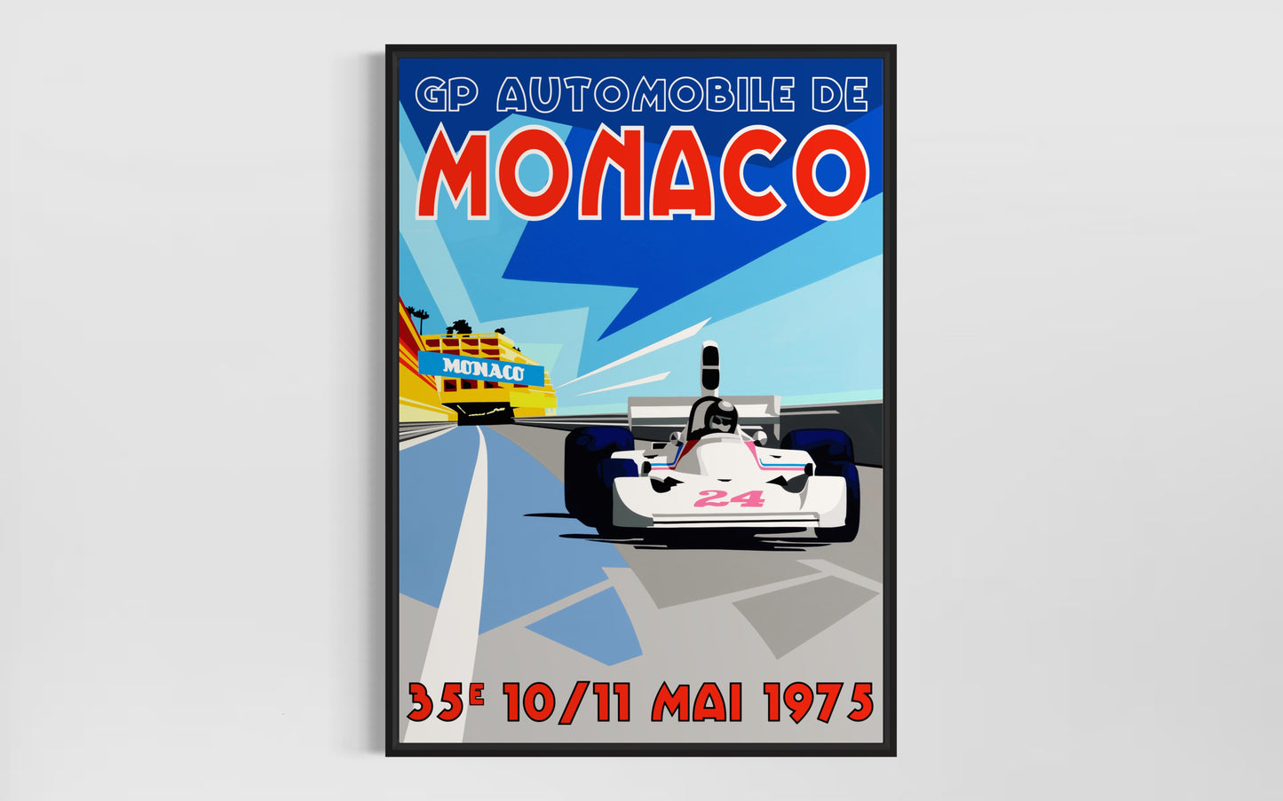 1975 Monaco F1 Grand Prix (James Hunt Hesketh). Fine art Giclee print.