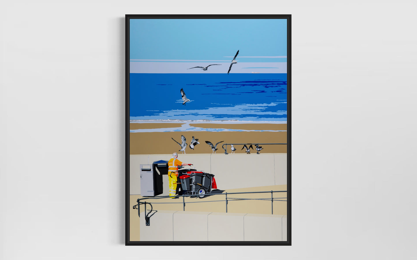 Beach Bins. Fine art Giclée Ltd Ed print.