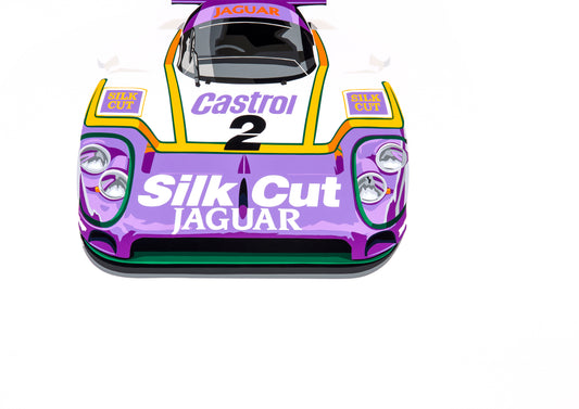 Silk Cut on White (Jaguar XJR-9). Fine Art Giclee Ltd Ed Print.