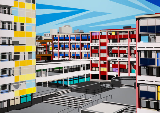 Golden Lane Estate, Barbican. Fine art Giclée Ltd Ed print.