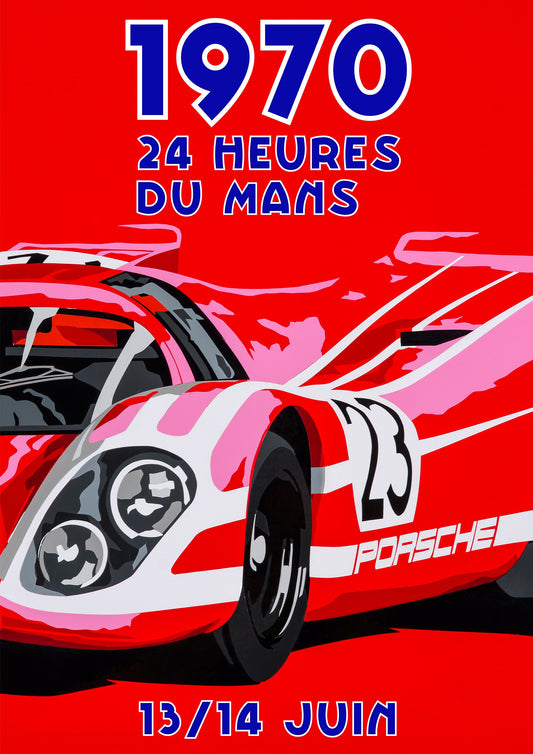 1970 Le Mans retro poster-style Porsche 917. Fine art Giclee print.