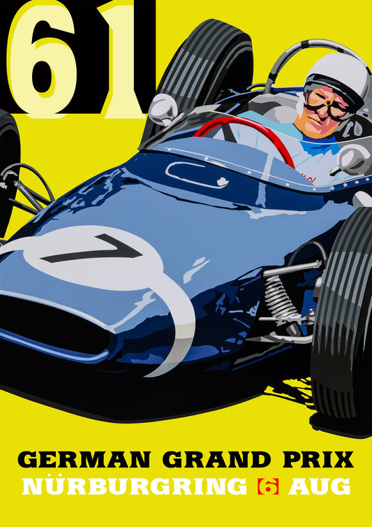 1961 German Grand Prix Race poster-style print. Stirling Moss Lotus Motorsport Art