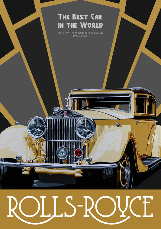 Rolls-Royce vintage-style print. Retro Art Deco Poster Design no.2